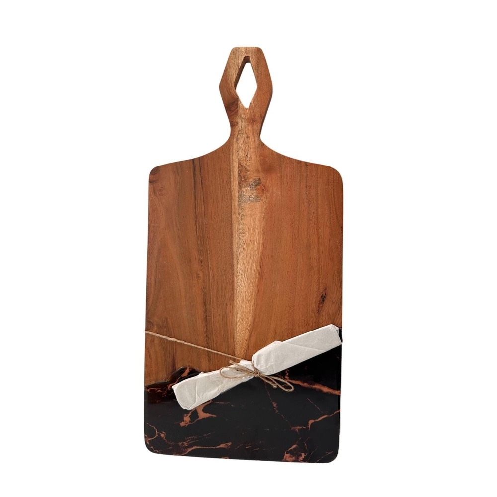 Thirstystone Acacia Wood Serving Board Marble Inlay Detail Spreader Charcuterie‎